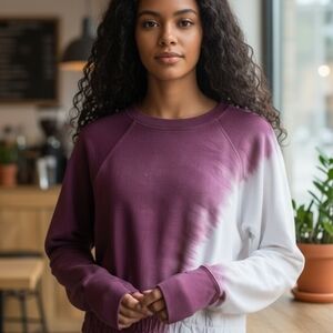 JoyLab French Terry Tie Dye Cropped Pullover Shirt Activewear Ribbed Hem XS